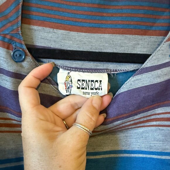 Vintage 70's Seneca New York Striped Two-Piece Set With Button Top & Pants Sz M - Picture 3 of 10